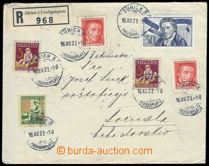 85026 - 1927 R-dopis zaslaný 16.12.27 ze Švýcarska do ČSR, vyfr.