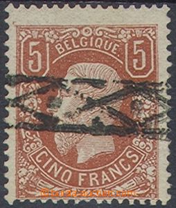 85095 - 1878 Mi.34b, 5Fr Leopold II., red-brown, cancel. Rollenstemp