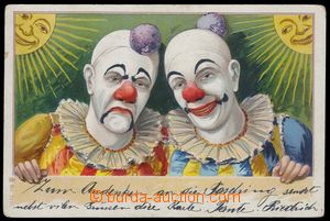 85163 - 1900 klauni, barevná litografie, DA, prošlá, stržená zn