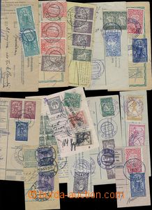 85302 - 1920 comp. 13 pcs of parcel dispatch card segments, various 
