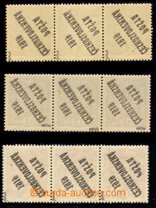 85452 -  Pof.34Ob, 37Ob and 38Ob in horiz. str-of-3, all stamp. with