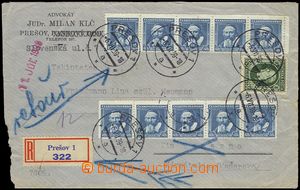 85650 - 1939 Reg letter  to Hungary with parallel franking Czechosl.