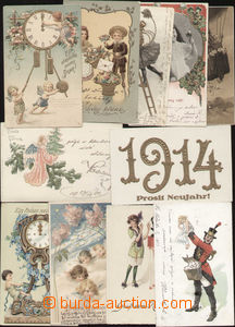 85845 - 1900-20 sestava 11ks pohlednic, zlacené, tlačené, litogra