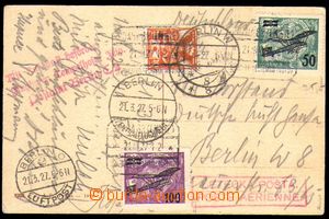 85846 - 1927 issue II, air postcard to Berlin, with Pof.L4, L5 + 148