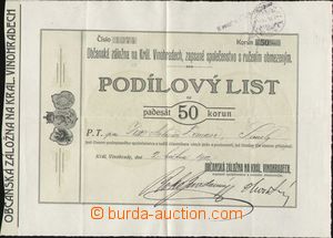 85870 - 1912 AUSTRIA-HUNGARY  Allotment Certificate on/for 50K, Civi