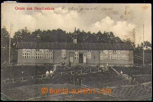 86286 - 1911 NOVÝ LÍSKOVEC (Neu-Leskau) - lidé před budovou, pro