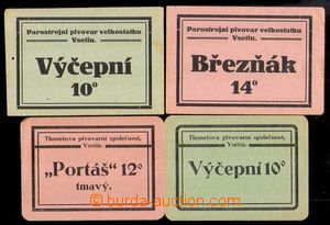 86302 - 1920? PIVNÍ ETIKETY  sestava 4ks etiket, pivovar Vsetín, z