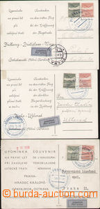 86341 - 1935 sestava 3ks lístků ČSA, 1.let Piešťany-Bratislava-