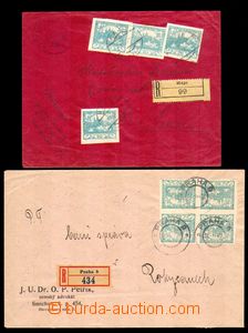 86438 - 1920 2 pcs of R letters franked with. 4-tuple franking stamp