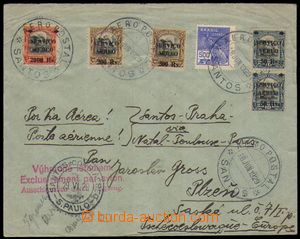 86525 - 1929 airmail letter to Plzen, franked by stmp with overprint