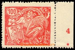 86751 -  Pof.173B, type III, 100h red, stmp with R margin and plate 