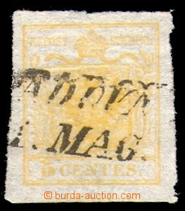 86810 - 1850 Mi.1, 5Cmi oranžová, hedvábný papír, atest Ferchen