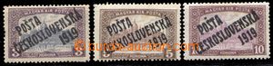 86840 -  falza přetisků PČ 1919 na zn. 3K, 5K a 10K Parlament, oz