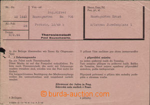 86885 - 1944 blank form to admission stamp on pink paper, on reverse