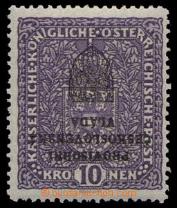 86949 - 1918 Pof.RV19, Prague overprint I. (Small Emblem), 10K dark 