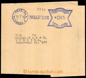 86989 - 1942 celý novinový rukáv s modrým otiskem OVS MELANTRICH