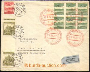 87099 - 1939 Let-dopis do Jeruzaléma, původní frankatura předbě