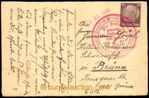 87134 - 1938 postcard with 10Pf, red rubber hand stamp DEUTSCH (GERM