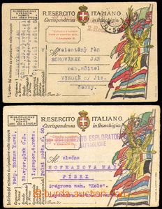 87209 - 1919 2x dopisnice italské PP, odesláno ze Slovenska (Komá