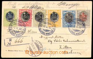 87273 - 1903 postcard sent as Reg to Germany, with Mi.63-68, CDS Beo