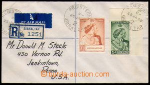 87345 - 1949 Reg letter to USA with Mi.123 and 124, CDS Registered/ 