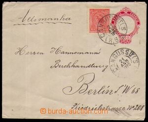 87351 - 1920 postal stationery cover with printed stamp. 100Rs, upra