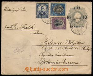 87390 - 1920 postal stationery cover 5c grey with overprint 10c, sen
