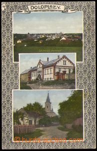 87456 - 1915 DOLOPLAZY - 3-okénková, mlékárna, kostel, celkový 