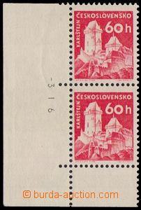 87633 - 1960 Pof.1106xb, Karlštejn, dolní rohová 2-páska s datem