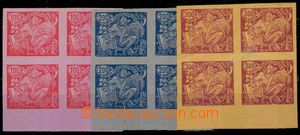 87644 -  PLATE PROOF Pof.173-175, blocks of four with lower margin, 