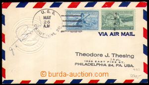 87715 - 1953 letter with Mi.636, 638, submarine CDS U.S.S. CABOT (CV
