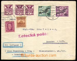 87771 - 1927 issue II, air-mail letter to Germany, with Pof.L4, L5, 