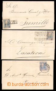 87805 - 1869-71 comp. 3 pcs of folded letters with 25c blue, Mi.51, 