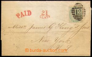 87858 - 1862 skládaný dopis zaslaný do USA, vyfr. zn. 1Sh, Mi.15 