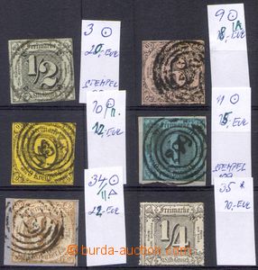 87911 - 1852-65 comp. 6 pcs of imperforated stmp Numerals, Mi.3 + 9/