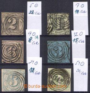 87915 - 1852-66 comp. 6 pcs of imperforated stmp Numerals, Mi.5 + 7 