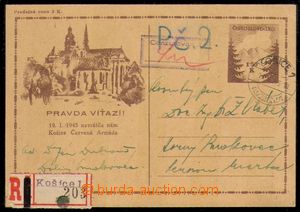 87978 - 1945 CDV73Pa, Košice-issue, light yellow paper, sent as Reg