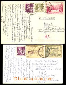 88065 - 1956-58 sestava 2ks pohlednic s barevnou frankaturou, zaslá