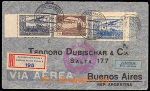 88178 - 1938 Letecký R dopis zaslaný do Argentíny, vyfr. zn. Pof.