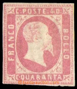 88188 - 1851 Mi.3, Victor Emanuel II., 40C red, rest of hinge, witho