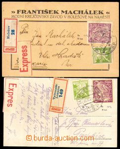 88212 - 1924-25 2 pcs of cards sent Reg and Express, franked i.a. st