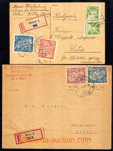 88213 - 1923 2 celistvosti zaslané do ciziny, 1x R dopis adresovan