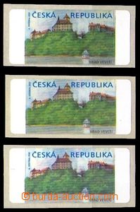 88674 - 2000 Pof.AT1, Veveří (castle), 3 pcs of without value, 2x 