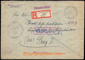 88796 - 1944 R-dopis s DR DD BuM TABOR 16.8.44, stejně tak R nálep