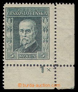 89651 -  Pof.193A I P3, 5CZK green, vertical wmk, corner piece with 