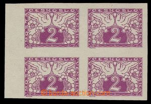 89673 - 1919 Pof.S1N, 2h purple-red, white paper, marginal block-of-