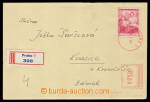 89709 - 1948 R-dopis vyfr. zn. Pof.468 (3Kčs) + OVS PRAHA 1 se sazb