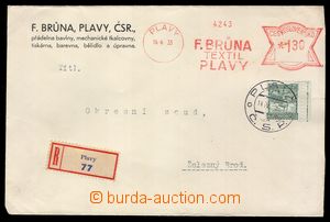 89717 - 1933 Reg letter partially franked stmp 2CZK + commercial met