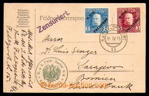89762 - 1915 FP card to Sarajevo, franked with. overprint stamp. Mi.