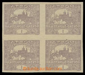 89892 -  Pof.1, 1h brown, block of four with machine offset, nice